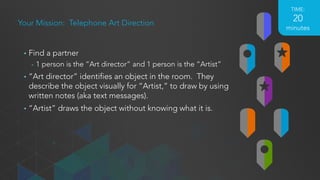 Telephone Art Direction
Exercise Four
TIME:
20
minutes
 