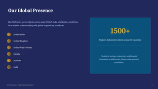 Our Global Presence
Dev Technosys serves clients across major fintech hubs worldwide, combining
local market understanding with global engineering standards.
United States
United Kingdom
United Arab Emirates
Canada
Australia
India
1500+
Projects delivered to clients across 20+ countries
Trusted by startups, enterprises, and financial
institutions to build secure, future-ready payment
ecosystems.
Dev Technosys | eWallet App Development 15
 