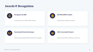 Awards & Recognition
Recognized by BBC
For delivering secure, scalable eWallet solutions
ISO 9001:2008 Certified
Verified quality management standards
Top-Ranked Fintech Developer
Featured among leading eWallet development firms globally
1500+ Successful Projects
Delivered across fintech, healthcare, retail & more
Dev Technosys | eWallet App Development 16
 