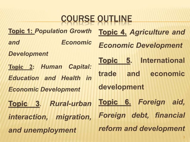 Development economics II for the third year economics students 2024 by ...