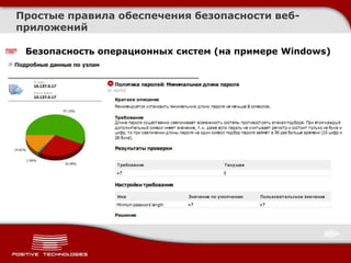 Простые правила обеспечения безопасности веб-
приложений

 Безопасность операционных систем (на примере Windows)
 