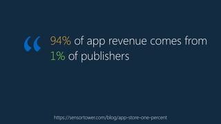 94% of app revenue comes from
1% of publishers
https://sensortower.com/blog/app-store-one-percent
“
 