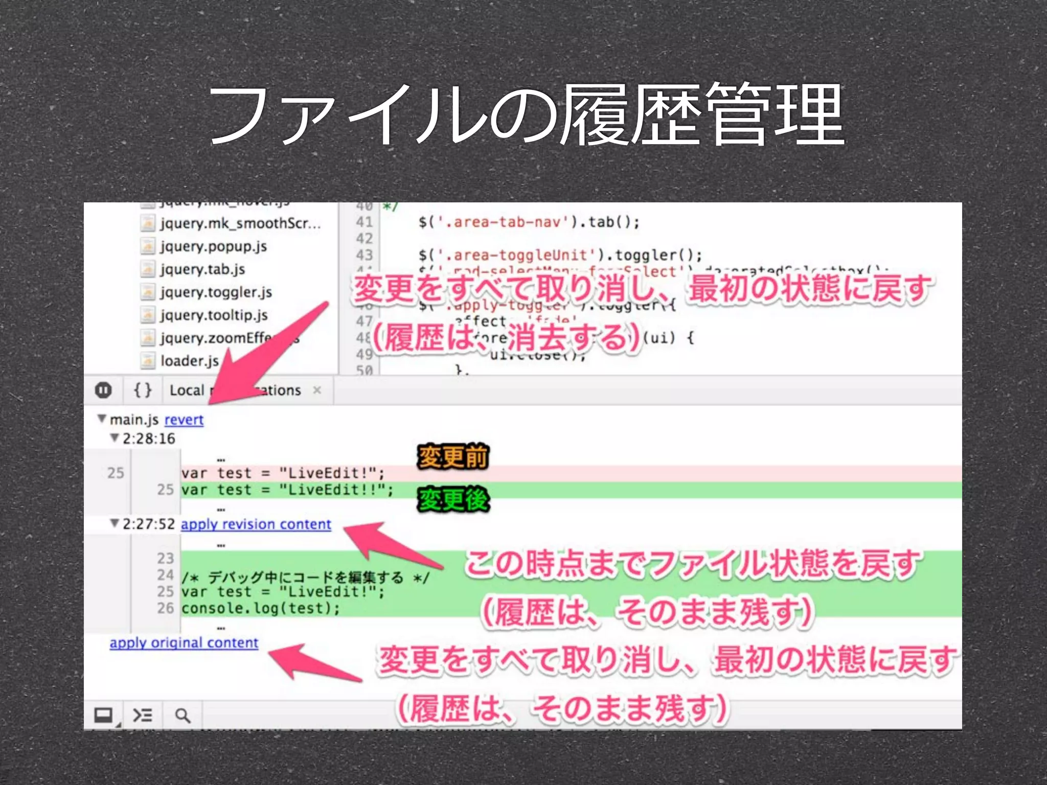 ファイルの履履歴管理理
 