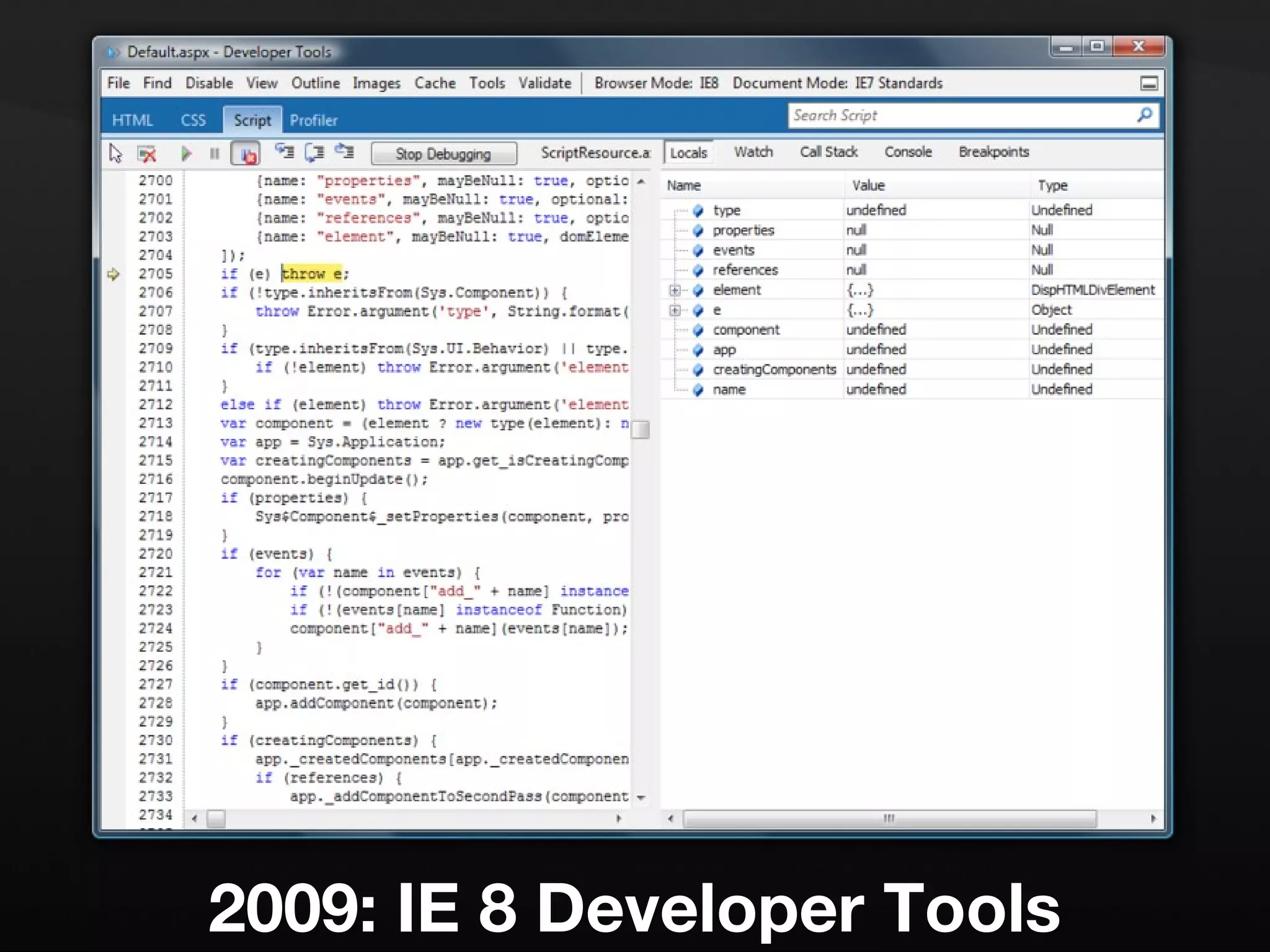 2009: IE 8 Developer Tools 