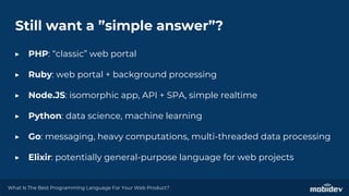 What is the best programming language for your web product? | PPT
