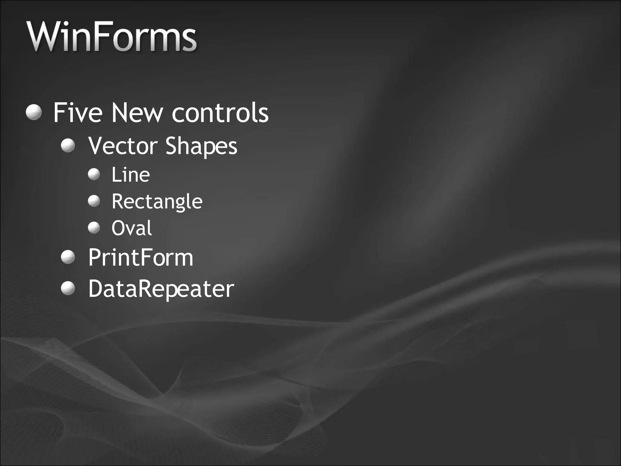 Five New controls Vector Shapes Line Rectangle Oval PrintForm DataRepeater 