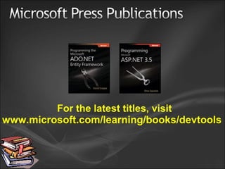 For the latest titles, visit www.microsoft.com/learning/books/devtools 