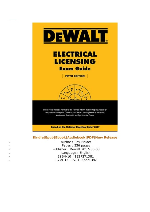P.D.F Dewalt Electrical Licensing Exam Guide Based on the NEC 2017 free