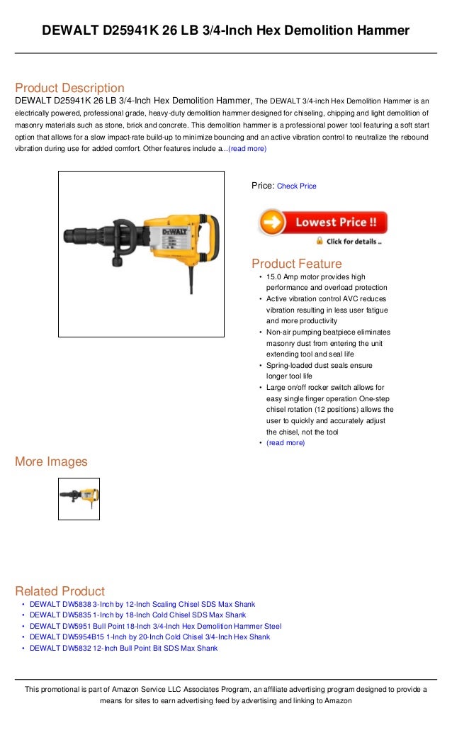 Dewalt d25941 k 26 lb 34 inch hex demolition hammer