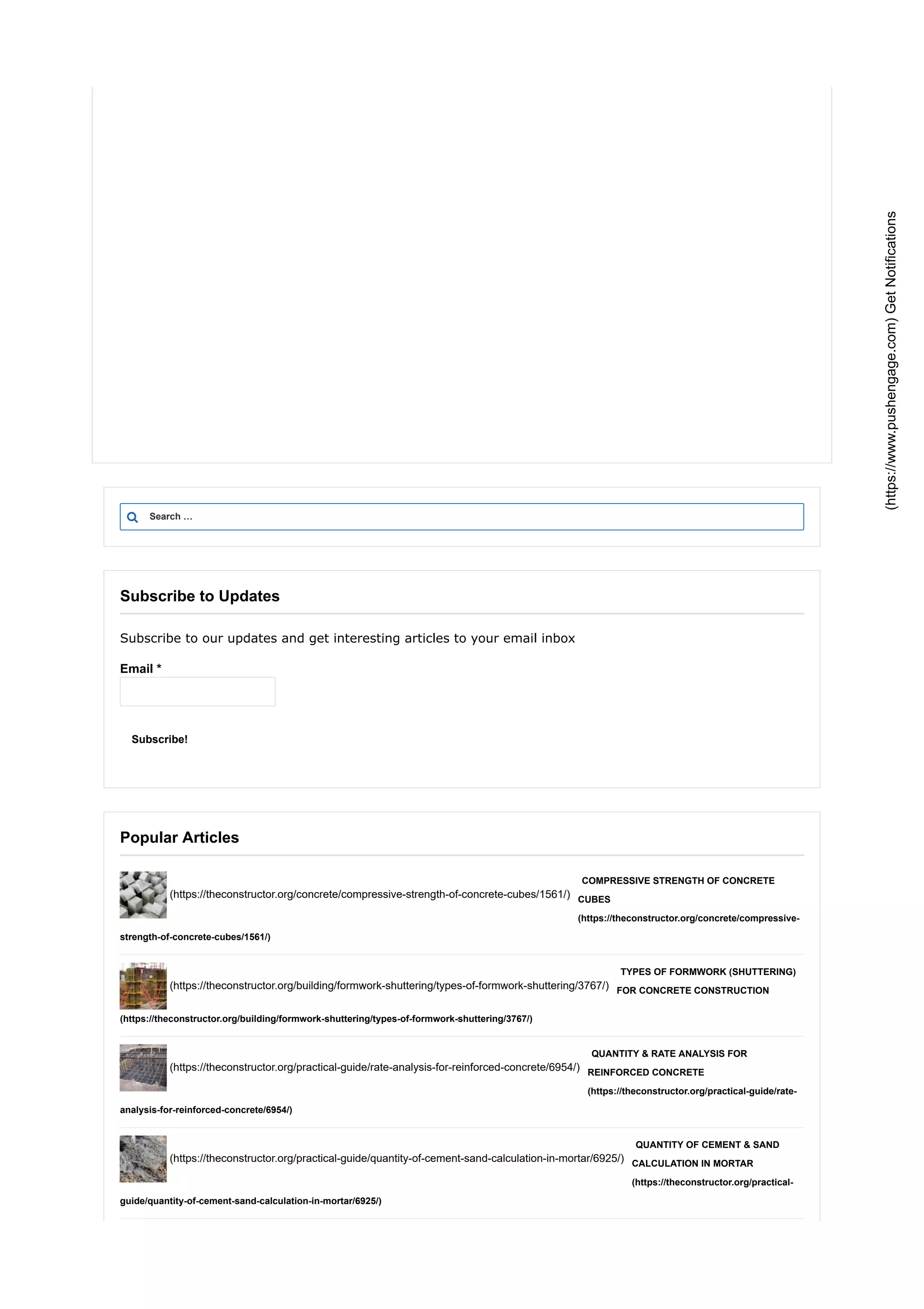 Subscribe to our updates and get interesting articles to your email inbox
Email *
Subscribe!
Invest in 25 blue-
chips
Ad DSP BlackRock
SETTING OUT A
BUILDING PLAN
ON GROUND
theconstructor.org
Get 100% Safe
Water
Ad www.kent.co.in
Excavation - Civil
Engineering - Page
1 of 1
theconstructor.org
Aluminum Sheet
Ad MINGTAI
Steps in Preparing
Site for
Construction...
theconstructor.org
CONSTRUCTION
ERRORS DURING
CONCRETING AT...
theconstructor.org
RATE ANALYSIS OF
EXCAVATION IN
EARTHWORK
theconstructor.org
Search …
Subscribe to Updates
Popular Articles
(https://theconstructor.org/concrete/compressive-strength-of-concrete-cubes/1561/)
COMPRESSIVE STRENGTH OF CONCRETE
CUBES
(https://theconstructor.org/concrete/compressive-
strength-of-concrete-cubes/1561/)
(https://theconstructor.org/building/formwork-shuttering/types-of-formwork-shuttering/3767/)
TYPES OF FORMWORK (SHUTTERING)
FOR CONCRETE CONSTRUCTION
(https://theconstructor.org/building/formwork-shuttering/types-of-formwork-shuttering/3767/)
(https://theconstructor.org/practical-guide/rate-analysis-for-reinforced-concrete/6954/)
QUANTITY & RATE ANALYSIS FOR
REINFORCED CONCRETE
(https://theconstructor.org/practical-guide/rate-
analysis-for-reinforced-concrete/6954/)
(https://theconstructor.org/practical-guide/quantity-of-cement-sand-calculation-in-mortar/6925/)
QUANTITY OF CEMENT & SAND
CALCULATION IN MORTAR
(https://theconstructor.org/practical-
guide/quantity-of-cement-sand-calculation-in-mortar/6925/)
(https://www.pushengage.com)GetNotifications
 