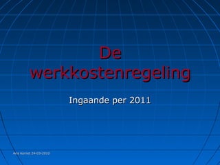 Arie Kornet 24-03-2010Arie Kornet 24-03-2010
DeDe
werkkostenregelingwerkkostenregeling
Ingaande per 2011Ingaande per 2011
 