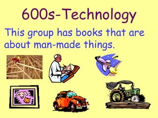 600s-Technology This group has books that are about man-made things. 