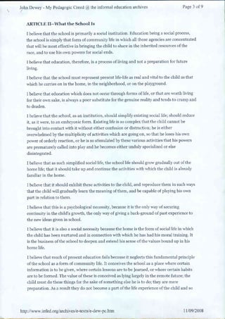 Dewey my pedagogic creed john dewey jan10 | PDF