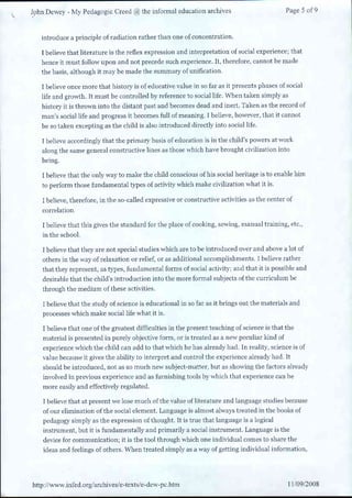 Dewey my pedagogic creed john dewey jan10 | PDF