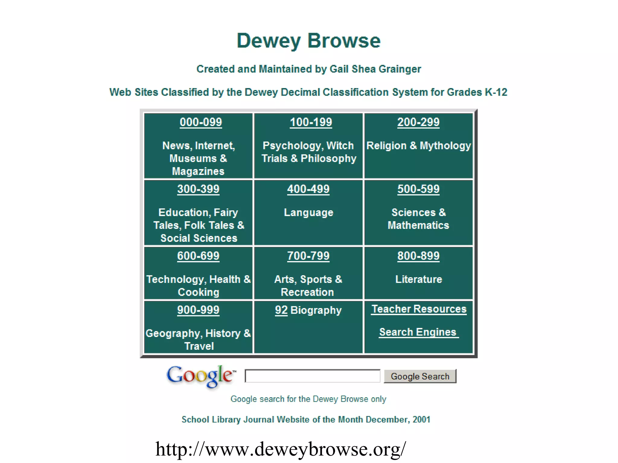 http://www.deweybrowse.org/
 