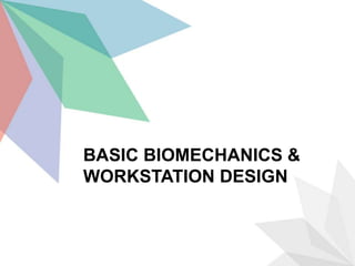 BASIC BIOMECHANICS &
WORKSTATION DESIGN
 