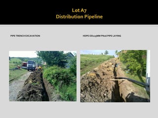 PIPE TRENCH EXCAVATION HDPE OD125MM PN16 PIPE LAYING
 