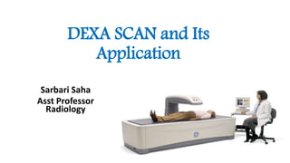 DEXA SCAN and Its
Application
Sarbari Saha
Asst Professor
Radiology
 