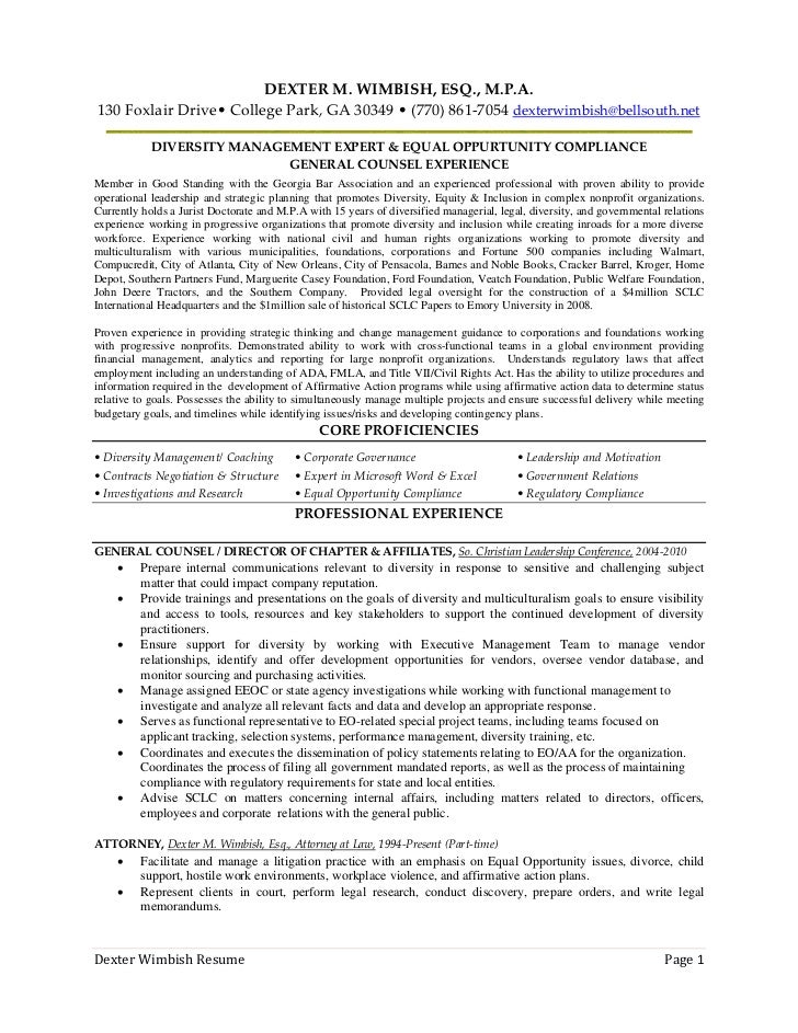 Diversity director resume