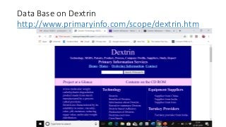 Data Base on Dextrin
http://www.primaryinfo.com/scope/dextrin.htm
 