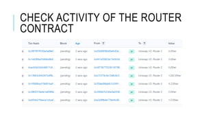 CHECK ACTIVITY OF THE ROUTER
CONTRACT
 