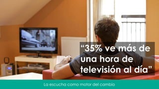 La escucha como motor del cambio
“35% ve más de
una hora de
televisión al día”
 