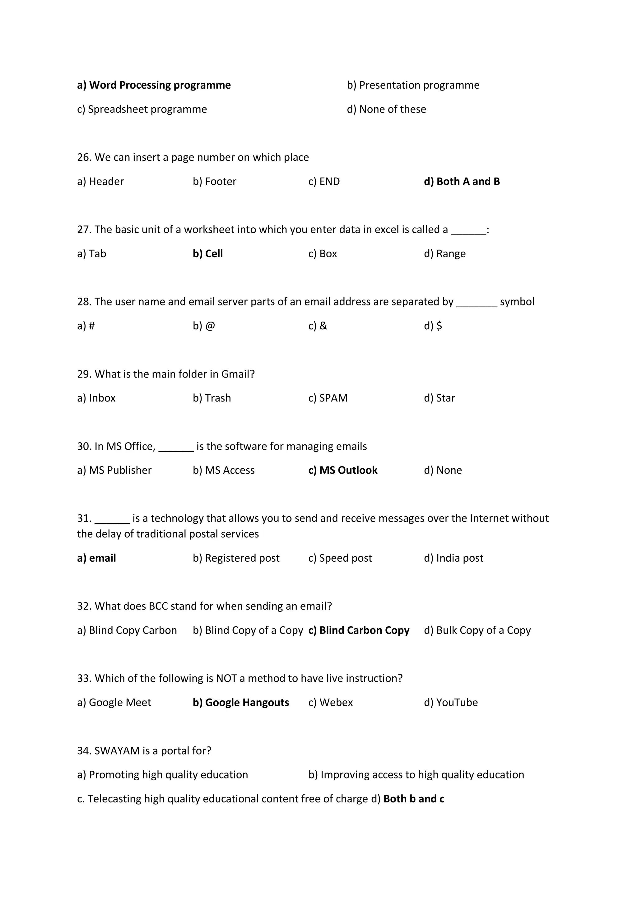 DIGITAL FLUENCY MULTIPLE QUESTION ANSWERS | PDF | Email | Internet