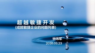 超 越 敏 捷 开 发
(成就敏捷企业的问题列表)
钟玮军
2016.03.23
 