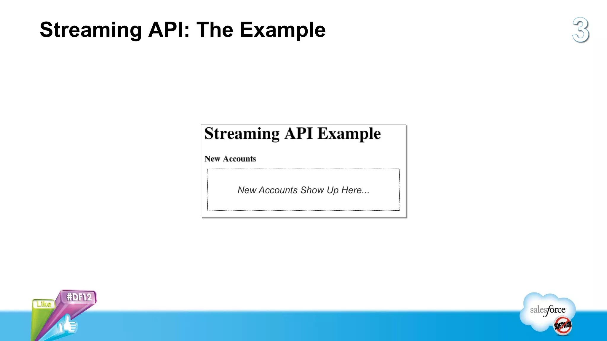 Streaming API: The Example




                 New Accounts Show Up Here...
 