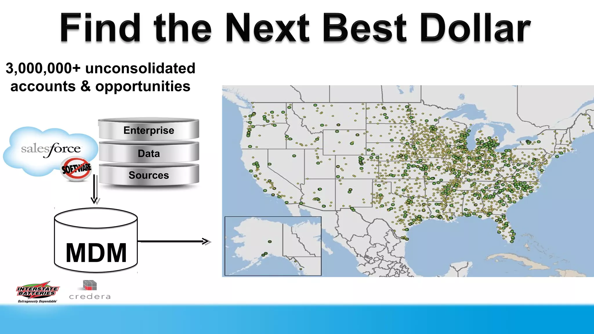 3,000,000+ unconsolidated
 accounts & opportunities

               Enterprise

                 Data

                Sources




       MDM
 