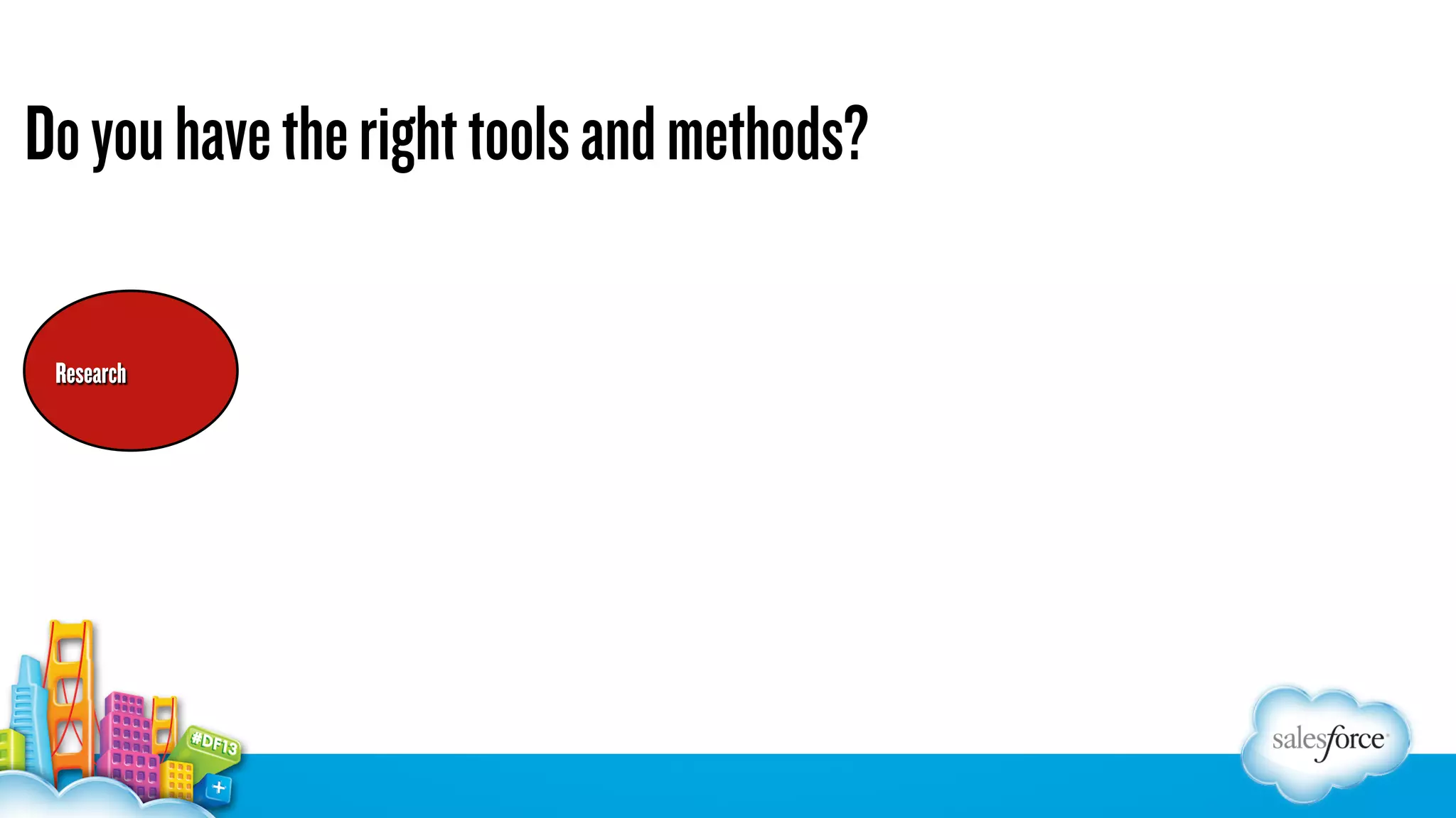 Do you have the right tools and methods?
Research

 