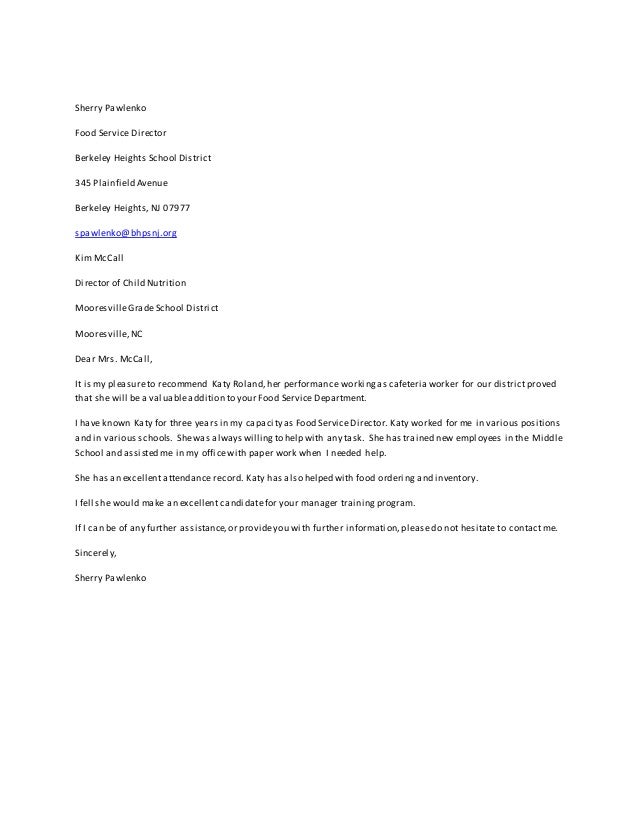 Reference letter by Sherry Pawlenko