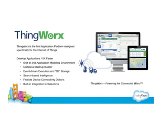 ThingWorx is the first Application Platform designed
specifically for the Internet of Things
Develop Applications 10X Fast...