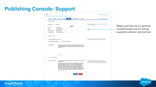 Publishing Console: Support
Make sure this isn’t a general
number/email, but an actual
support/customer service line!
 
