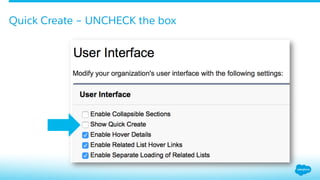 Quick Create – UNCHECK the box
 