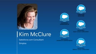 Kim McClure
Salesforce.com Consultant
Simplus
 