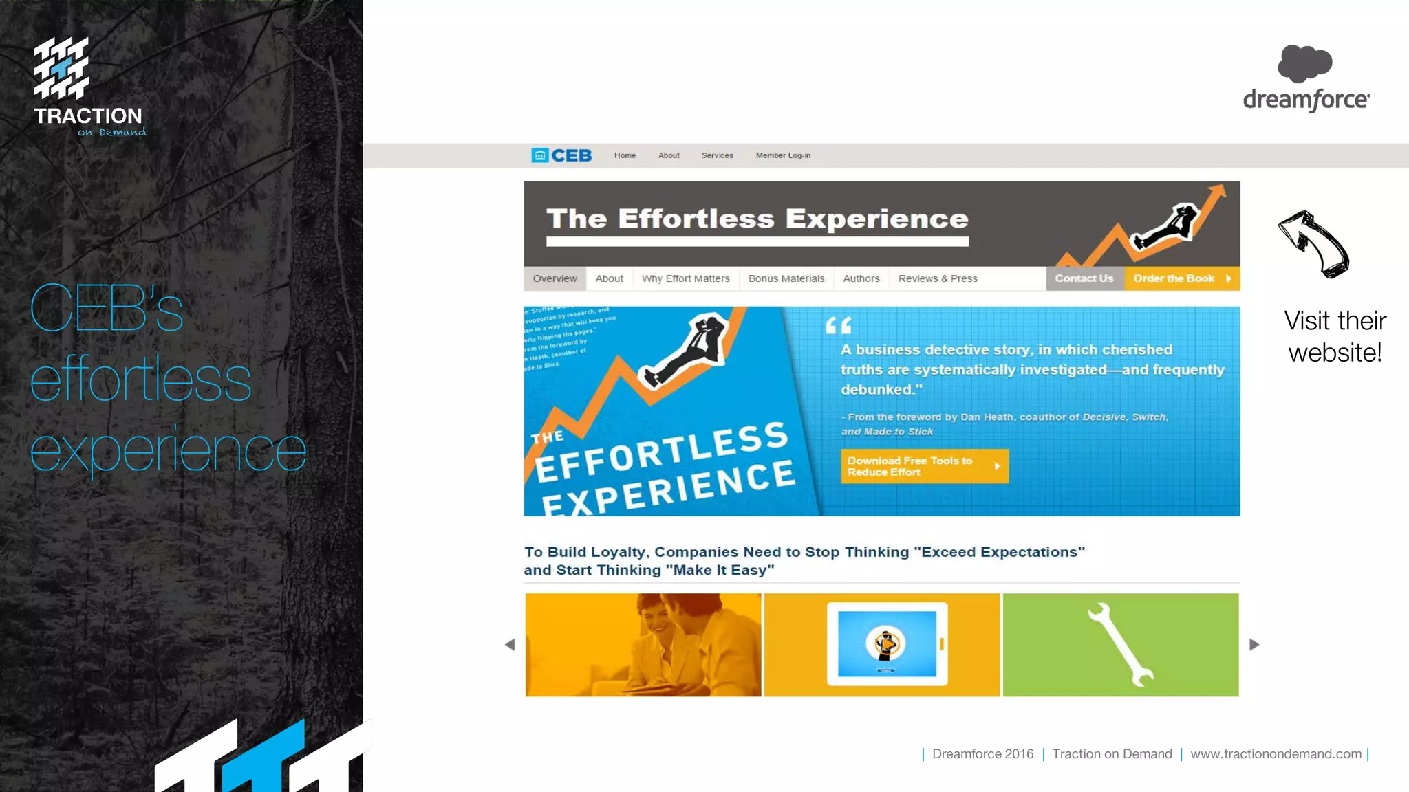 | Dreamforce 2016 | Traction on Demand | www.tractionondemand.com |
CEB’s
effortless
experience
Visit their
website!
 