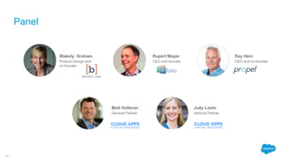 Panel
24
Matt Holleran
General Partner
Judy Loehr
Venture Partner
Blakely Graham
Product Design and
co-founder
Rupert Mayer
CEO and founder
Ray Hein
CEO and co-founder
 