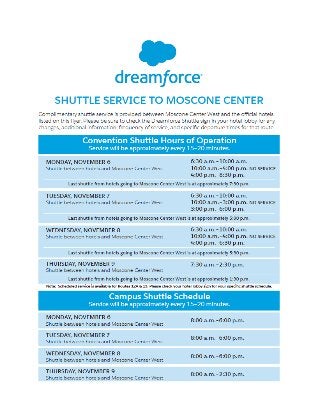 Dreamforce '17 Shuttle Schedule