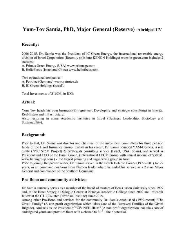 YomTov Samia Abridged CV English Jan 2016 PDF