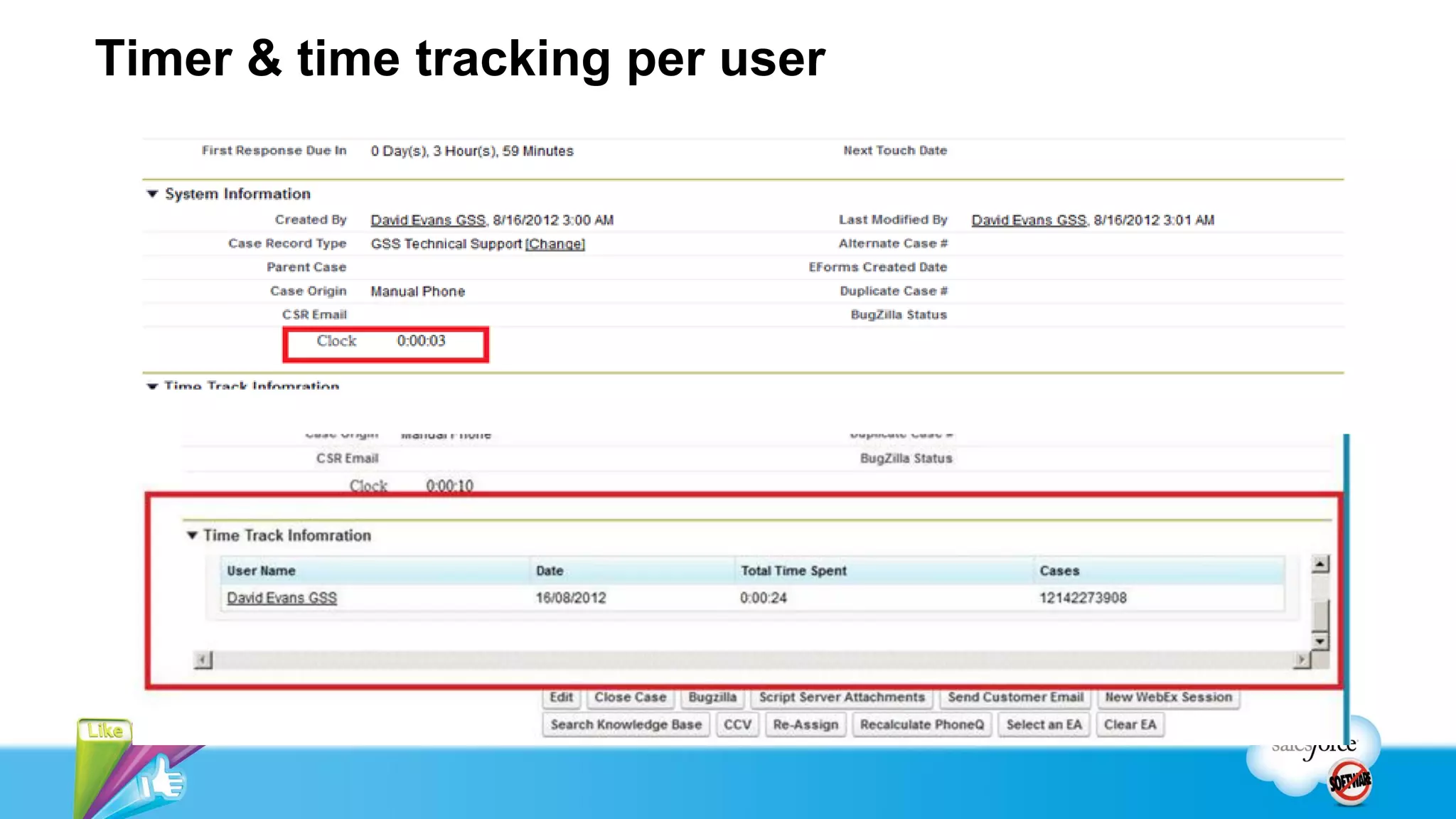 Timer & time tracking per user
 