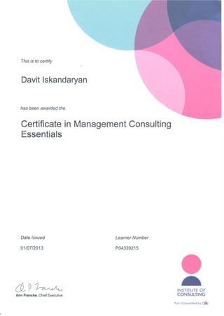 15.1. Management Consulting CMCE