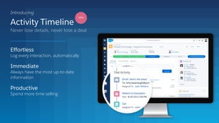 Effortless
Log every interaction, automatically
Immediate
Always have the most up-to-date
information
Productive
Spend more time selling
Never lose details, never lose a deal
Activity Timeline
Introducing
NEW
 