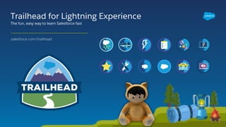 salesforce.com/trailhead
Trailhead for Lightning Experience
The fun, easy way to learn Salesforce fast
 