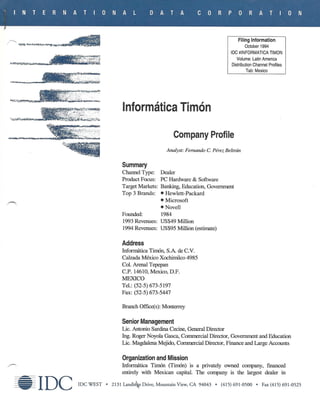 Company Profile - Informatica Timon Oct 94