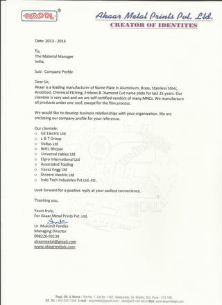 Company Int Letter