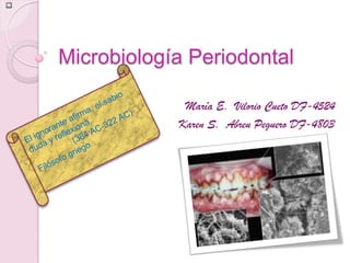 Microbiología Periodontal
María E. Vilorio Cueto DF-4524
Karen S. Abreu Peguero DF-4803
 