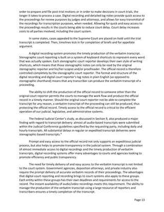 Transcript Of Stenographic Notes Digital Legal Transcription White Paper 11-2016 | PDF