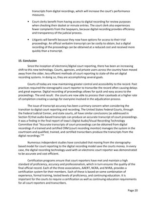 Digital Court Reporter Assignment Digital Legal Transcription White Paper 11-2016 | PDF
