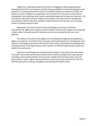 Digital Court Reporter Assignment Digital Legal Transcription White Paper 11-2016 | PDF